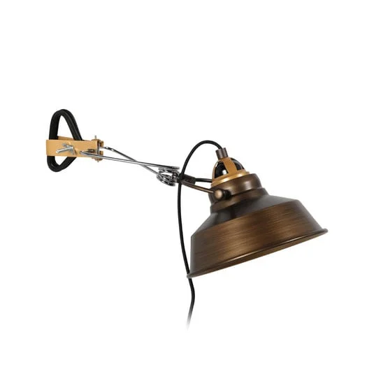 Aplique de pared Nove, bronce, metal, cable, enchufe, E27