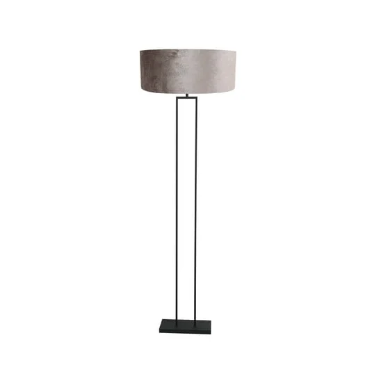 Lámpara de pie Stang, negro/terciopelo plateado, altura 160 cm, E27