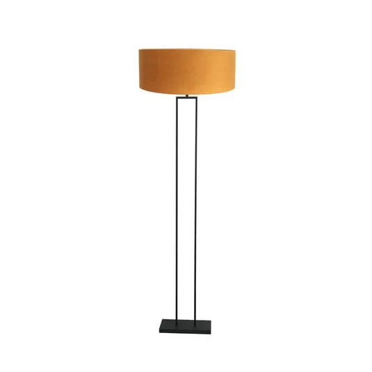 Lámpara de pie Stang, negro/terciopelo dorado, altura 160 cm, E27