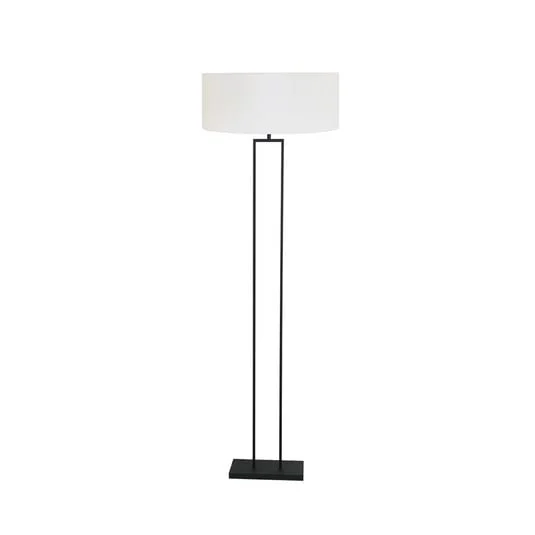 Lámpara de pie Stang, negro/lino blanco, altura 160 cm, E27