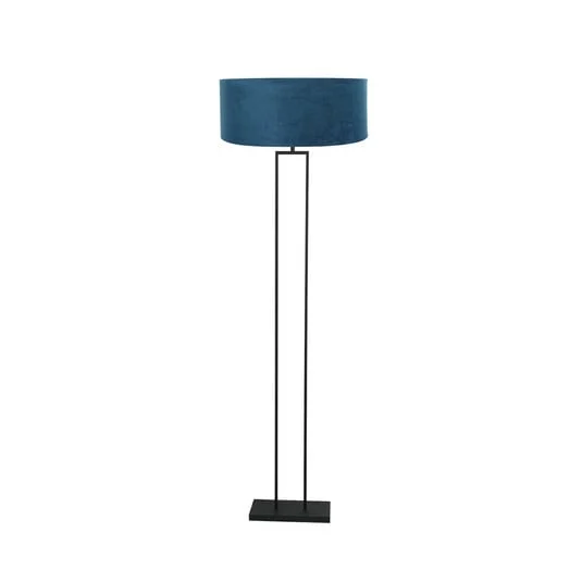 Lámpara de pie Stang, negro/terciopelo azul, altura 160 cm, E27