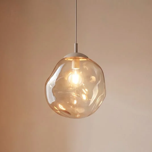 Lámpara colgante Lava, Ø 35 cm, E27, arena/coñac, cristal