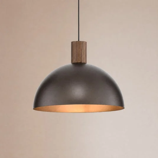 Lámpara colgante Oslo, marrón, metal, Ø 34 cm, E27