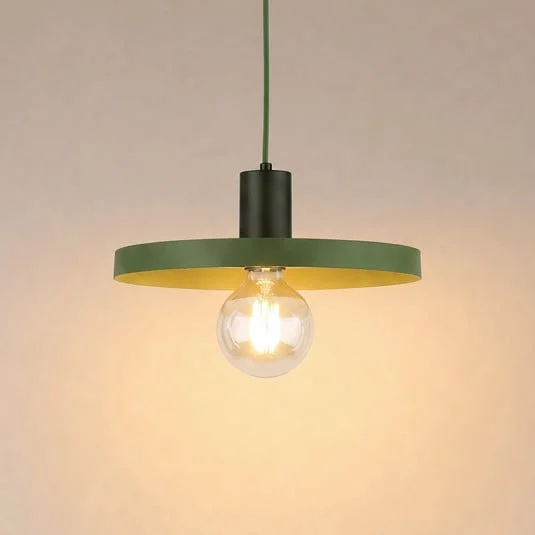 Lámpara colgante Sila, verde, metal, Ø 30 cm, E27