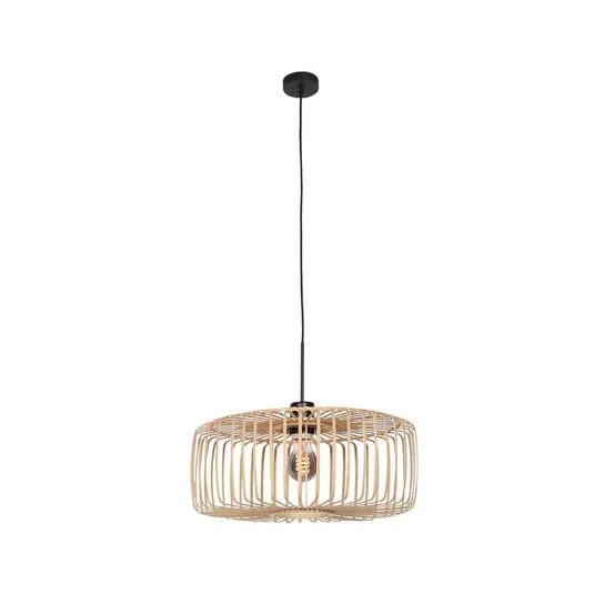 Lámpara colgante Sparkled Light, negro/bambú natural, Ø 50 cm