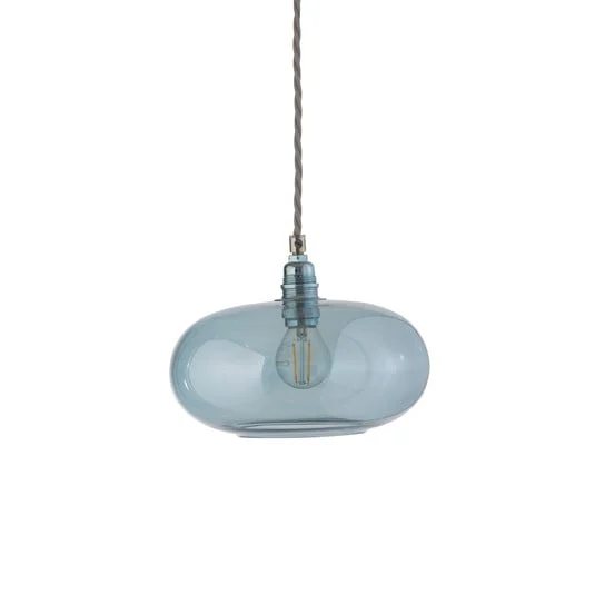 Lámpara colgante EBB & FLOW Horizon, azul, cristal, Ø 21 cm