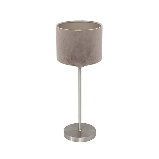 Lámpara de mesa Noor, acero/terciopelo plateado, altura 50 cm, E27