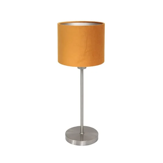 Lámpara de mesa Noor, acero/terciopelo dorado, altura 50 cm, E27