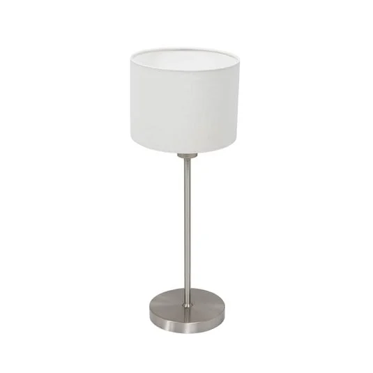 Lámpara de mesa Noor, acero/lino blanco, altura 50 cm, E27