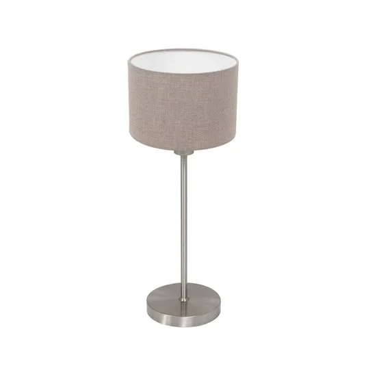 Lámpara de mesa Noor, acero/lino color barro, altura 50 cm, E27