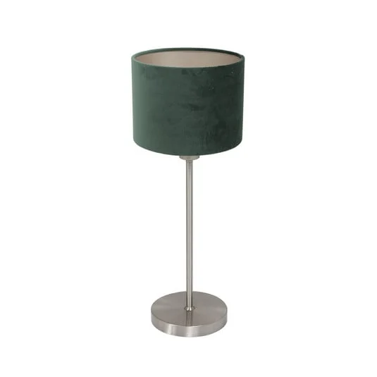 Lámpara de mesa Noor, acero/terciopelo verde, altura 50 cm, E27