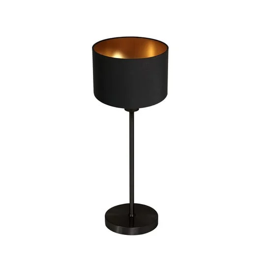 Lámpara de mesa Noor negra/chintz negro y dorado, altura 47 cm, E27