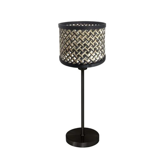Lámpara de mesa Noor, negro/trenzado negro-natural, 50 cm de altura, casquillo
