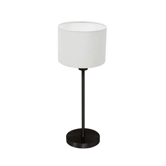 Lámpara de mesa Noor, negro/lino blanco, altura 50 cm, E27