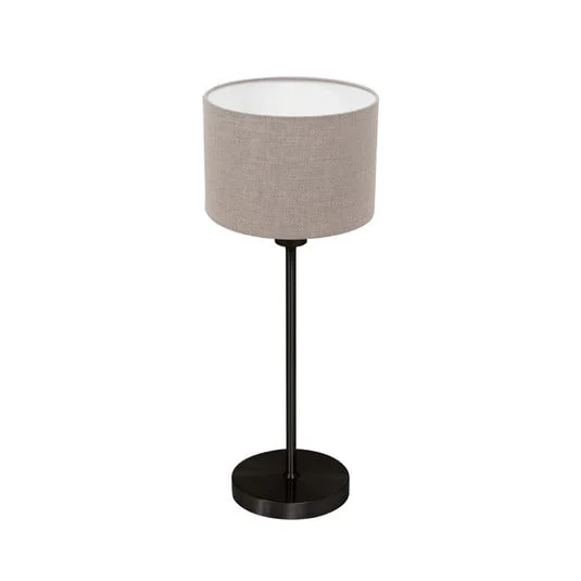 Lámpara de mesa Noor, negro/lino color barro, altura 50 cm, E27