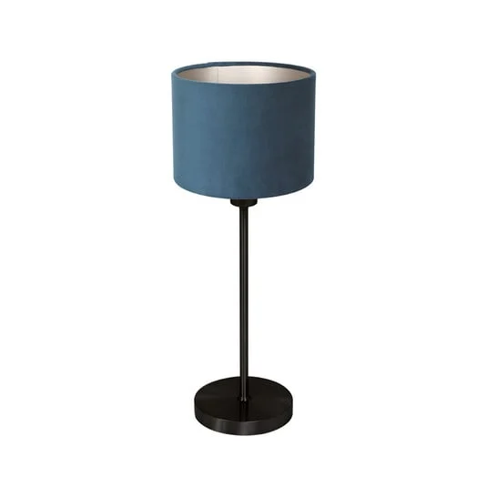 Lámpara de mesa Noor, negra/terciopelo azul, altura 50 cm, E27