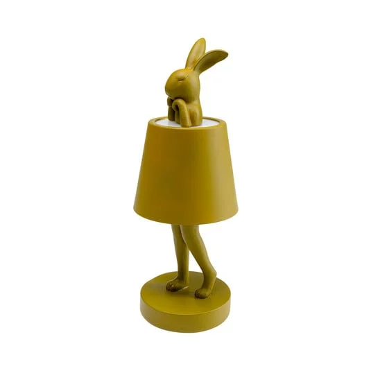 Lámpara de mesa LED recargable KARE Animal Rabbit, verde, IP54, 29 cm