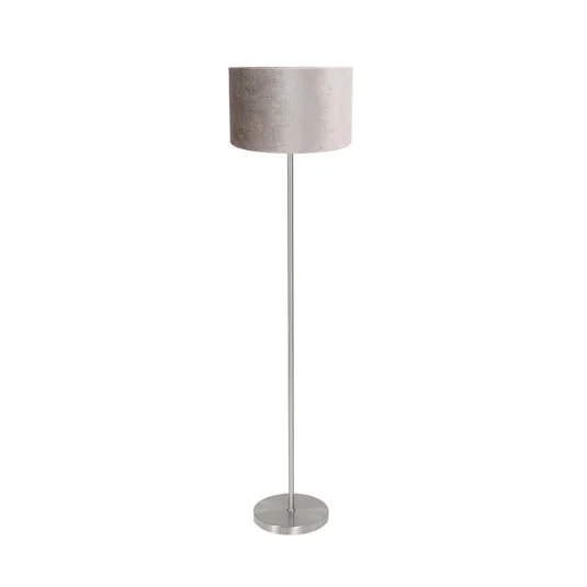 Lámpara de pie Noor, acero/terciopelo plateado, altura 144 cm, E27