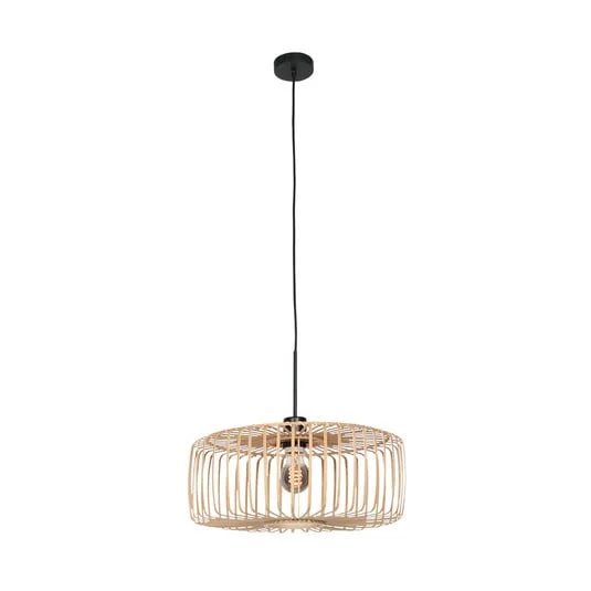 Lámpara colgante Sparkled Light, negro/bambú natural, Ø 40 cm