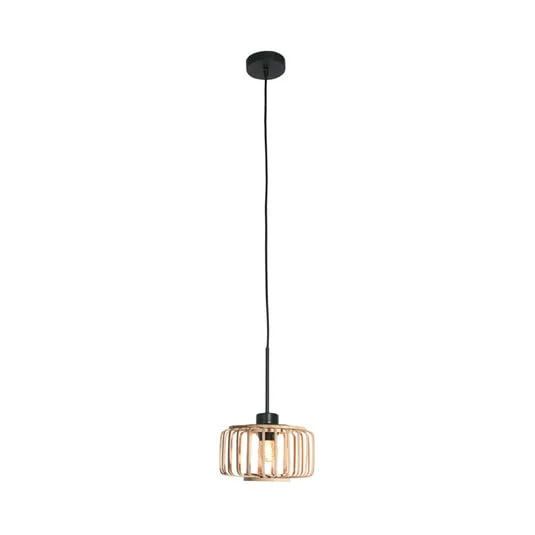 Lámpara colgante Sparkled Light, negro/bambú natural, Ø 20 cm