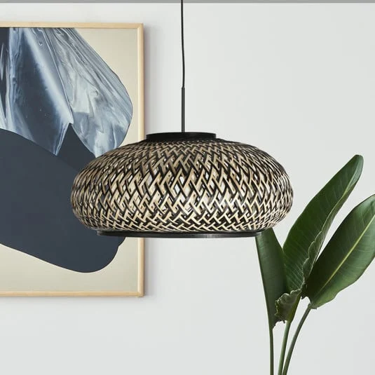 Lámpara colgante Sparkled Light 4476ZW, trenzado de bambú, Ø 50 cm