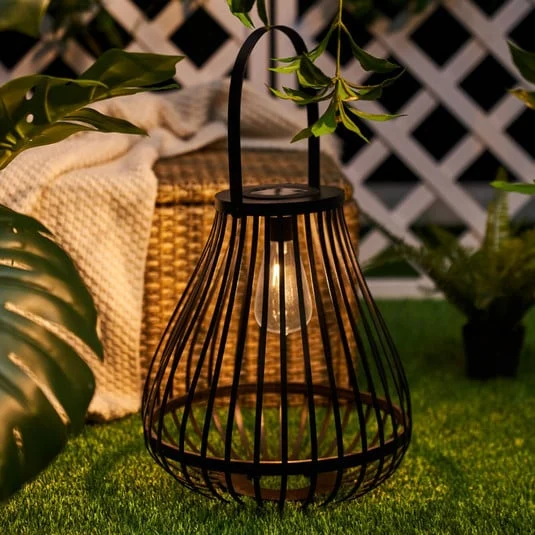 Lámpara de mesa solar LED Pauleen SUNSHINE SPARK, negra, 34 cm, IP44