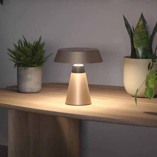 Lámpara de mesa LED recargable Paulmann Lirox, beige/negro, 20 cm, IP44