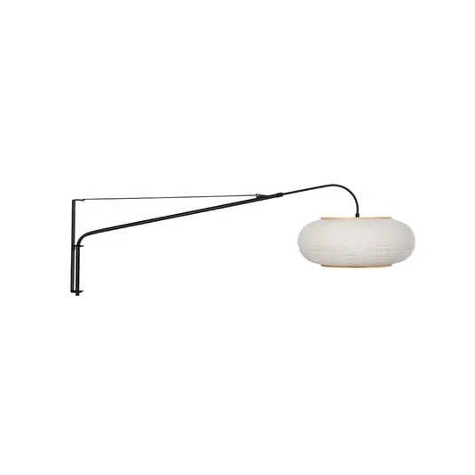 Aplique de pared Elegant Classy, negro/lino gris, madera