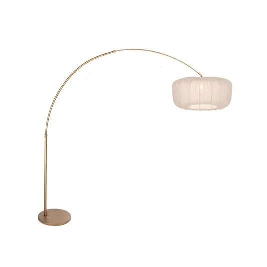 Lámpara de pie curvada Sparkled Light, bronce/nailon crema, 240 cm