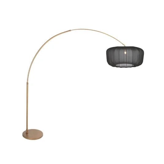 Lámpara de pie curvada Sparkled Light, bronce/nailon negro, 240 cm