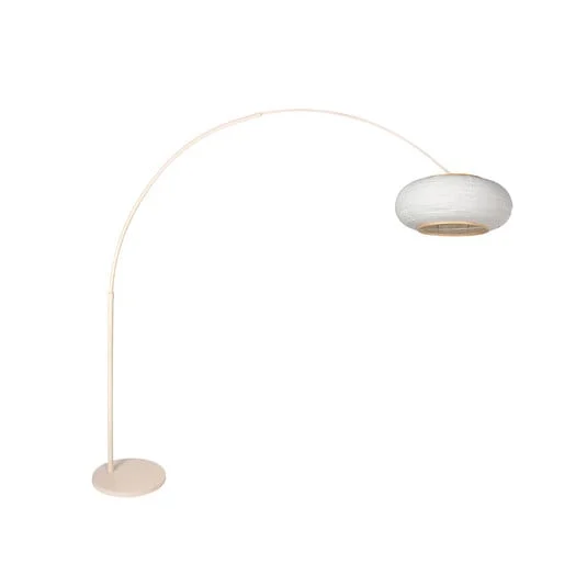 Lámpara de pie curvada Sparkled Light, color crema/lino gris, 240 cm
