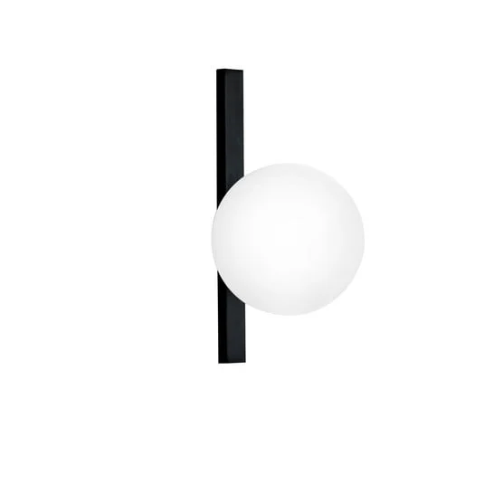 Aplique de pared Enoire, altura 28 cm, negro, metal/vidrio, 1 luz.
