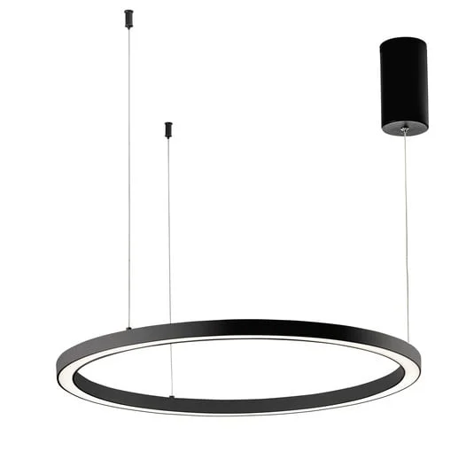 Lámpara colgante LED Hoop, negra, Ø 80 cm, metal, CCT