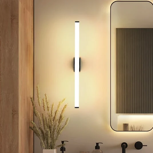 Aplique de pared LED VINA M, negro, 60 cm de ancho, IP44, CCT