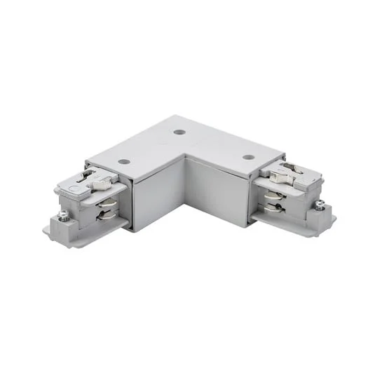Conector en esquina BRUMBERG ONETRACK, color plata, conductor de protección