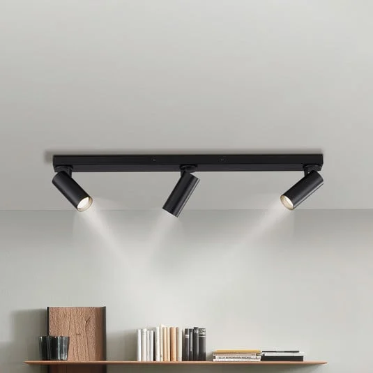 Downlight RIK, negro, 3 luces, 89 cm, metal, GU10-LED