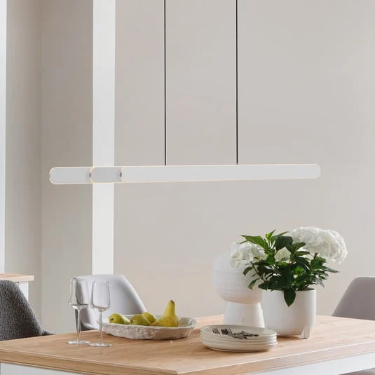 Lámpara colgante LED ADRIANA ROUND, blanca, longitud 160 cm, metal CCT
