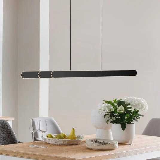 Lámpara colgante LED ADRIANA ROUND, color negro, longitud 160 cm, metal, CCT