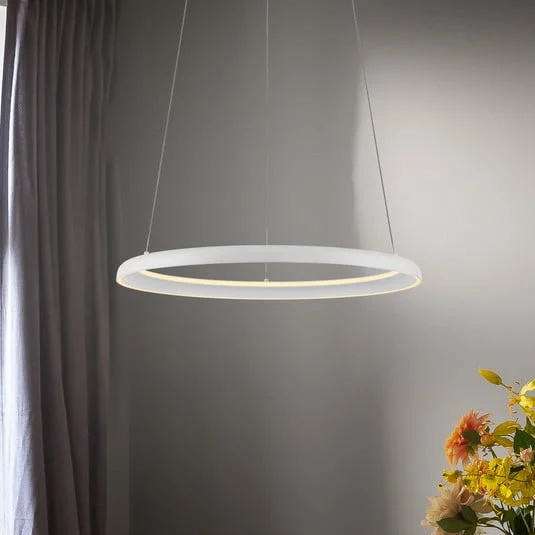 Lámpara colgante LED QUILLO, blanca, Ø 60 cm, metal, Switchdim
