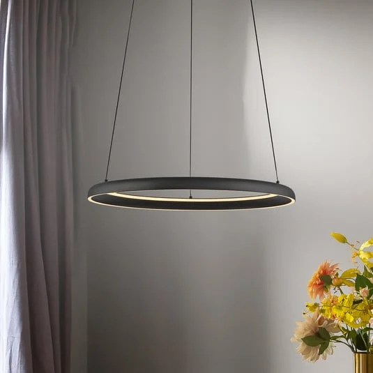 Lámpara colgante LED QUILLO, negra, Ø 60 cm, metal, Switchdim