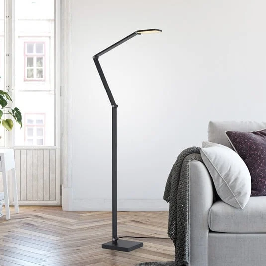 Lámpara de pie LED SAMSKY, gris, altura 161 cm, metal, regulador táctil