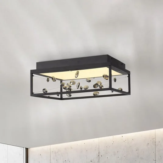 Lámpara LED de techo SKINA, negra, 40 cm, CCT, atenuable con control remoto