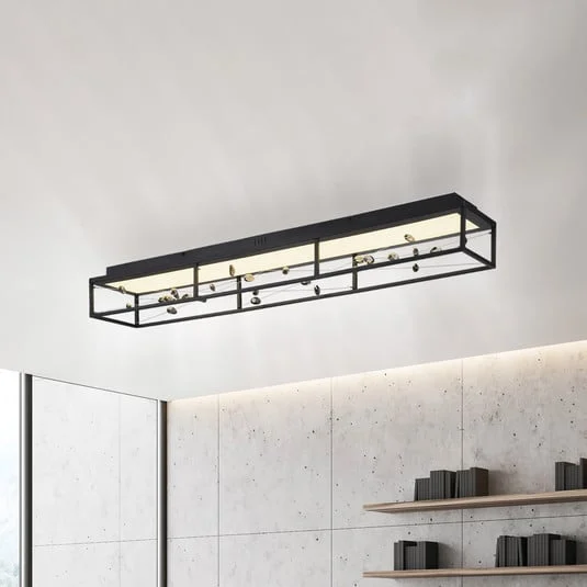Lámpara LED de techo SKINA, negra, 112 cm, CCT, atenuable, con control remoto