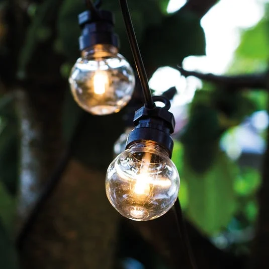 Cadena de luces LED Lucas, kit básico transparente, 10 luces, solar/enchufable