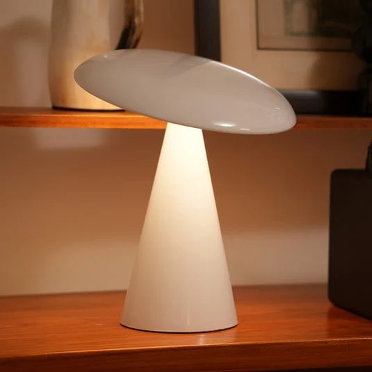 Lámpara de mesa LED recargable Beacon Kinoko, blanca, 27 cm, CCT