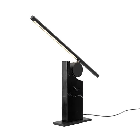 Lámpara de mesa LED MONUMENTO, negra, 42 cm, mármol/metal