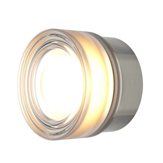 Aplique de pared LED OLO, platino/transparente liso, Ø 13 cm, CCT