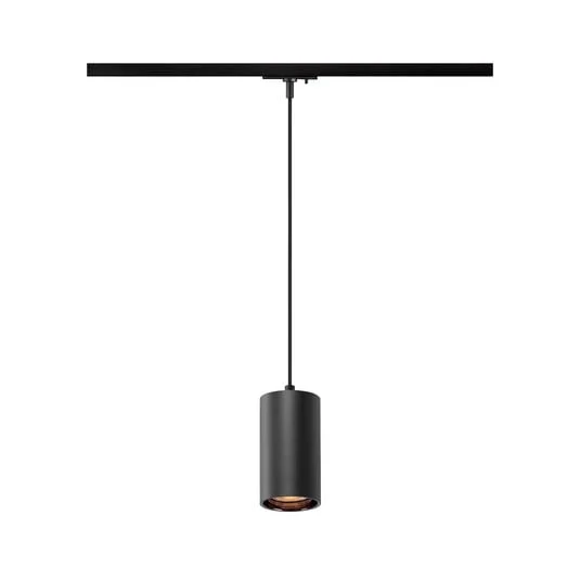 Lámpara colgante SLV Asto Tube GU10 con riel monofásico, color negro