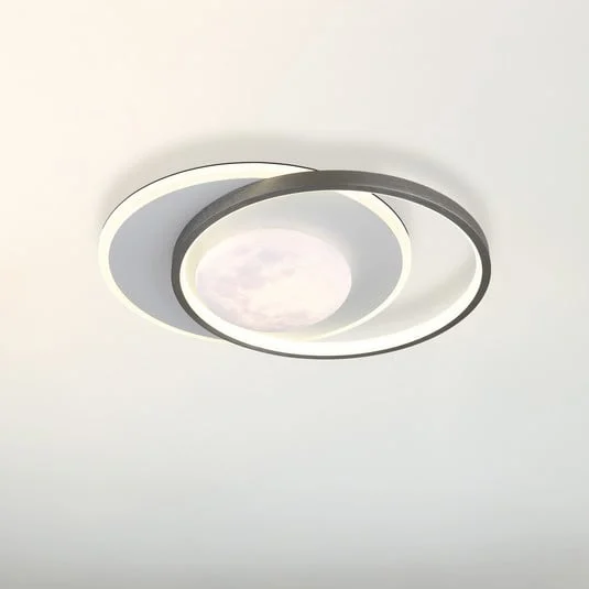 Plafón LED Moon, negro/gris, metal, 37 cm