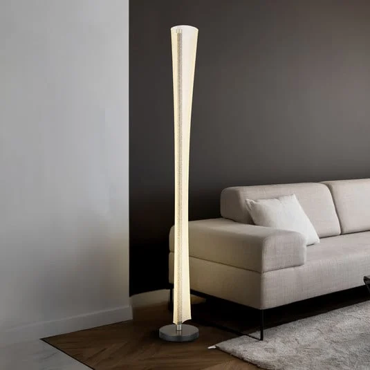 Lámpara de pie LED Malinda, transparente/antracita, 155 cm de altura, CCT